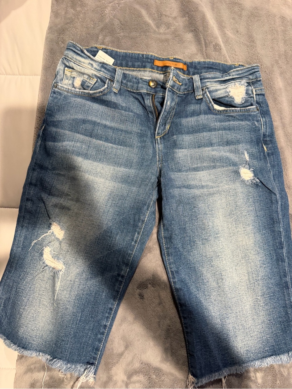 Joe's Jeans Distressed Cropped Denim Shorts - Blue